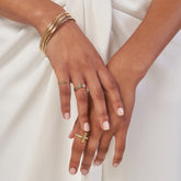 14k Yellow Gold Slip-On Tube Bangle on woman's hand